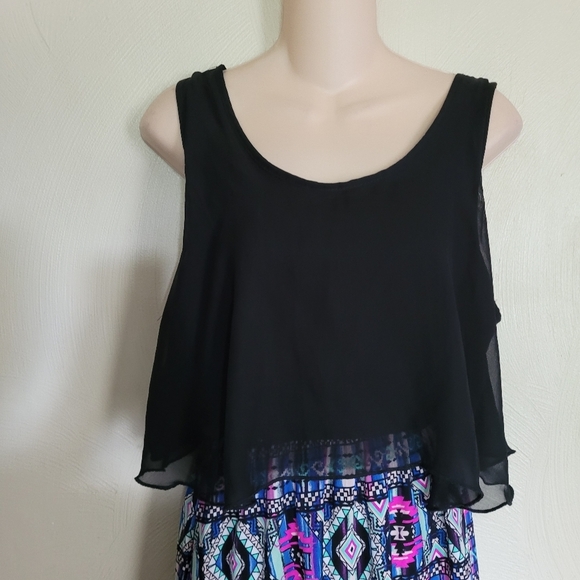 Rue 21 Black & Multicolor Geometric Sleeveless Scoop Neck Dress Size Women's L - Picture 4 of 8